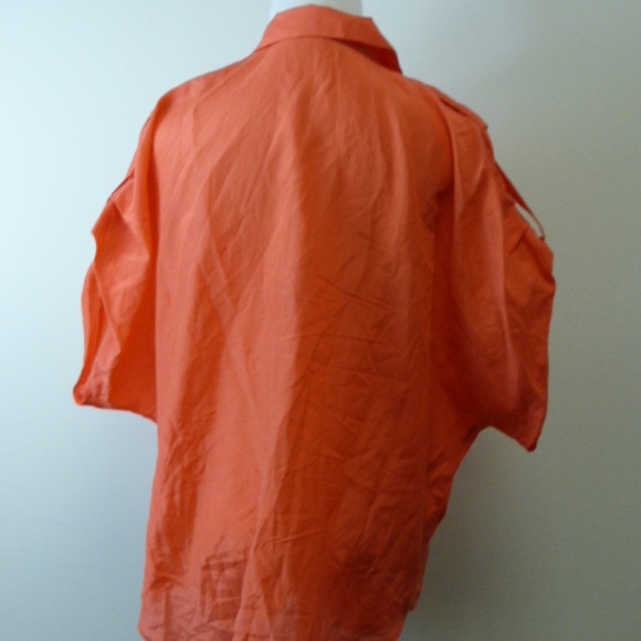 DIANE VON FURSTENBERG ORANGE 100% SILK shirt TOP M oversized - Picture 2 of 3